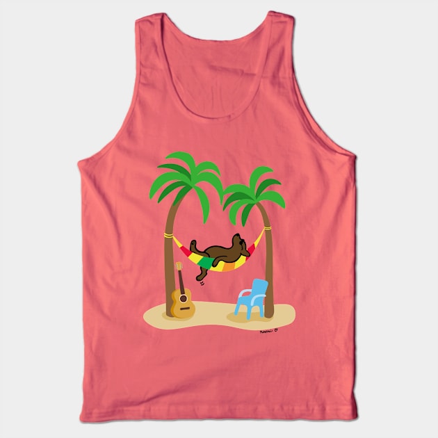 Chocolate Labrador Under Palm Trees Tank Top by HappyLabradors